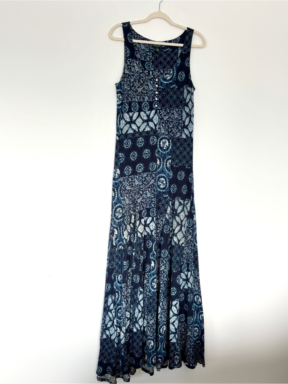 Lauren Ralph Lauren Jeans Co Navy Blue Bandana Batik Print Midi Maxi Dress Small